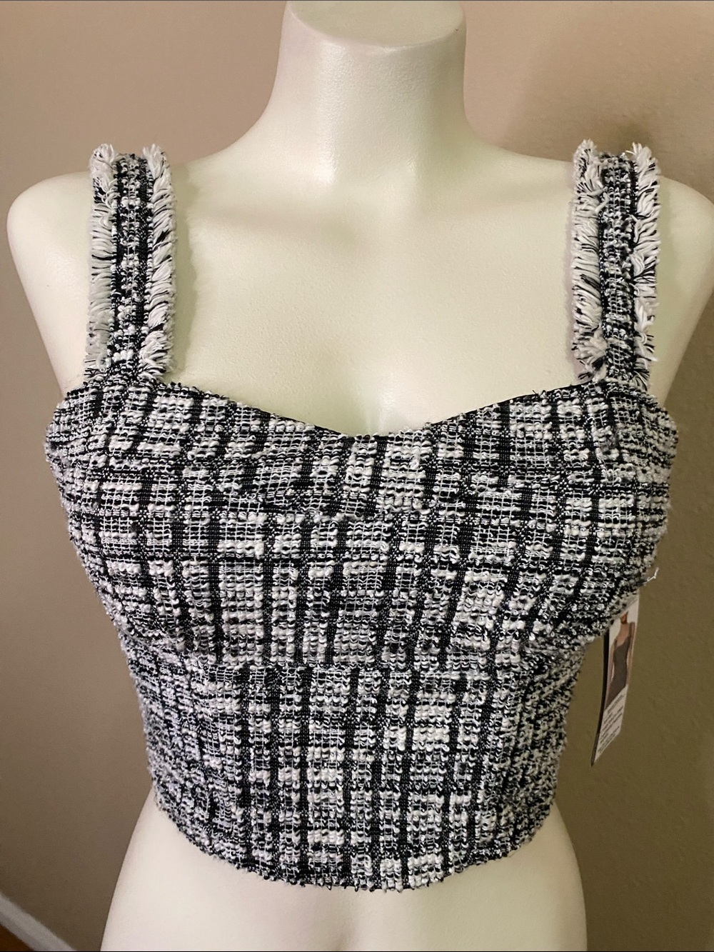 Madden NYC Tweed stretch camisole bustier suit tank top 🖤 XS